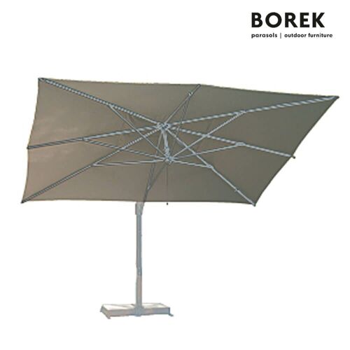 Gartentraum.de Sonnenschirm von Borek - 3x4m - Aluminium - mit Kurbel - hochwertig - Rodi Sonnenschirm silver / Weiß