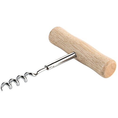 Contacto Korkenzieher mit Holzgriff, Spindel verchromt - 10,5 cm lang, 8 cm breit, robust, ergonomisch, für Weinflaschen, Bar, Gastronomie, Haushalt