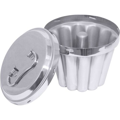 Contacto Puddingform Edelstahl 18/10 mit Innenrohr Ø 14 cm 1000 ml mit Deckel, poliert, Gastro-Qualität, Backform für Wasserbad & Desserts