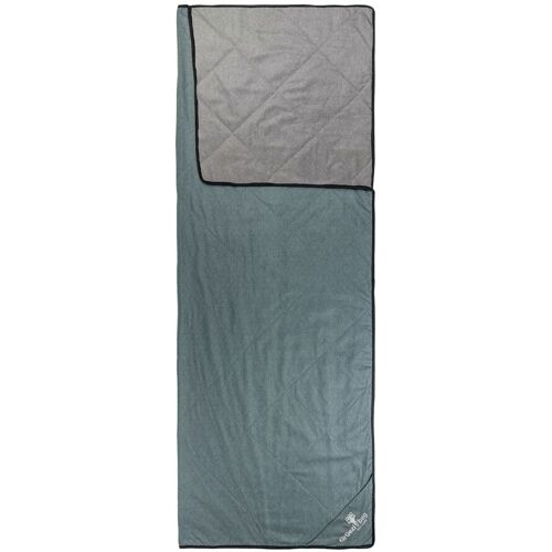 Grüezi bag WellhealthBlanket Wool Deluxe, Körpergröße 160-200cm, 1600g, 2in1 Decke & Schlafsack für Camping & Wohnwagen, Smoky-Blue/Grey