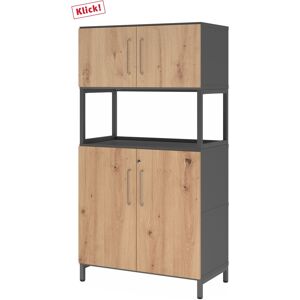 hjh OFFICE PRO FlexWall   4 OH   2 x Türen + Rahmen   mit Sockelgestell - Graphit/Asteiche