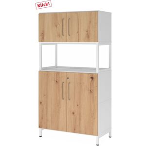 hjh OFFICE PRO FlexWall   4 OH   2 x Türen + Rahmen   mit Sockelgestell - Weiß/Asteiche