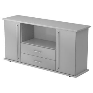 hjh OFFICE PRO KAPA SB   Sideboard   mit Türen + Schüben - Grau/Silber Sideboard Relinggriff Kunststoff