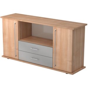 hjh OFFICE PRO KAPA SB   Sideboard   mit Türen + Schüben - Nussbaum Sideboard Relinggriff Kunststoff