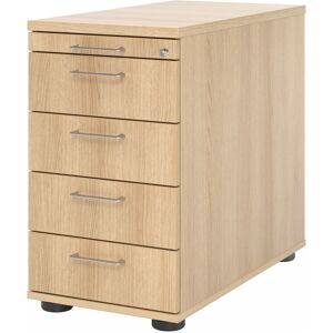 hjh OFFICE PRO SIGNA SC50 BS - Rollcontainer Holz Eiche mit 4 Schüben Bügelgriff Metall