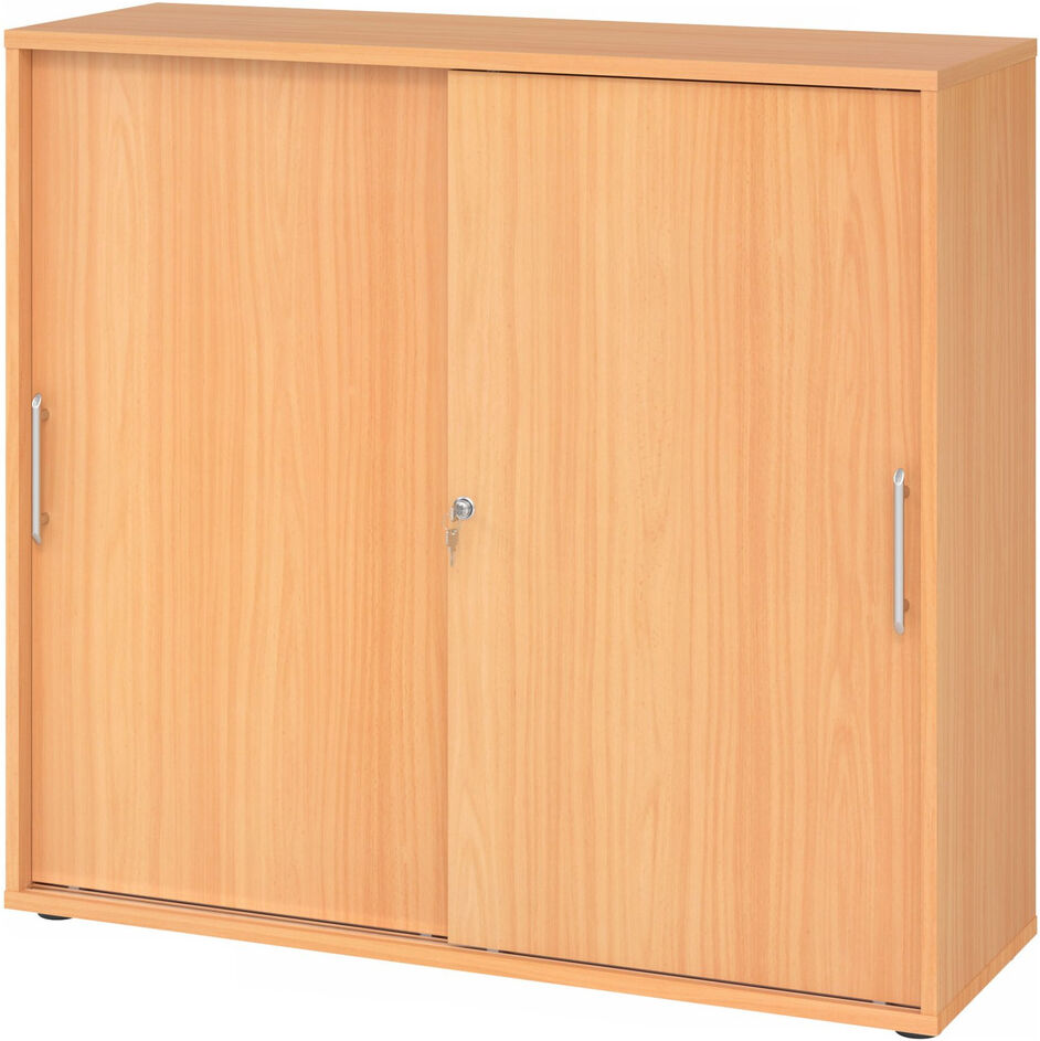 hjh OFFICE PRO BETA 1753S - Buche 3 OH Schiebetürenschrank Relinggriff Kunststoff