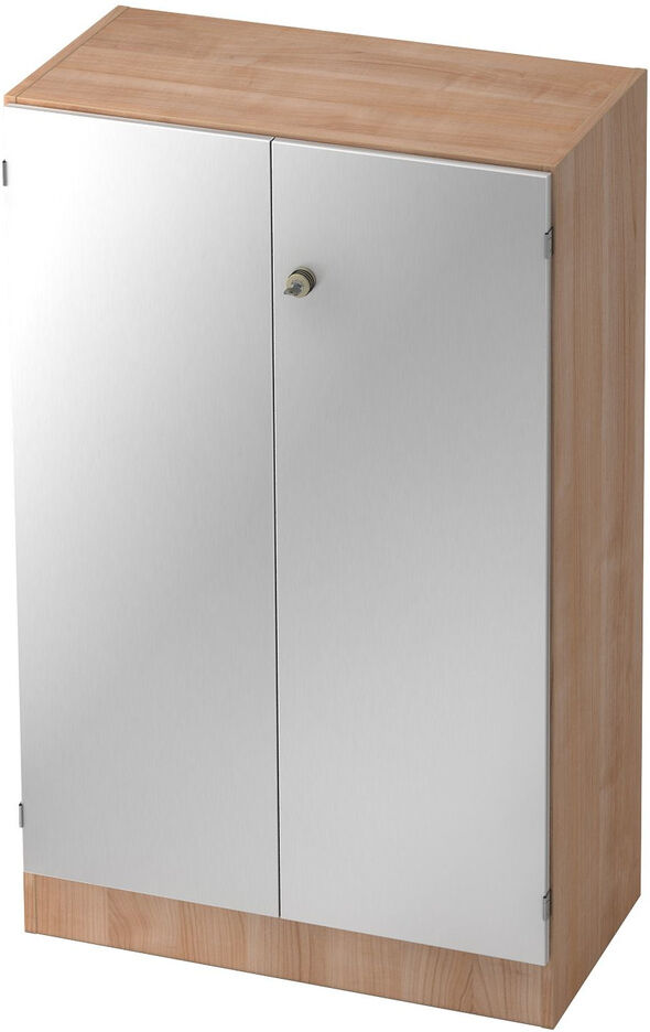 hjh OFFICE PRO SIGNA K 6550 SG - Nussbaum/Silber 3 OH mit Knauf (abschließbar) Schrank