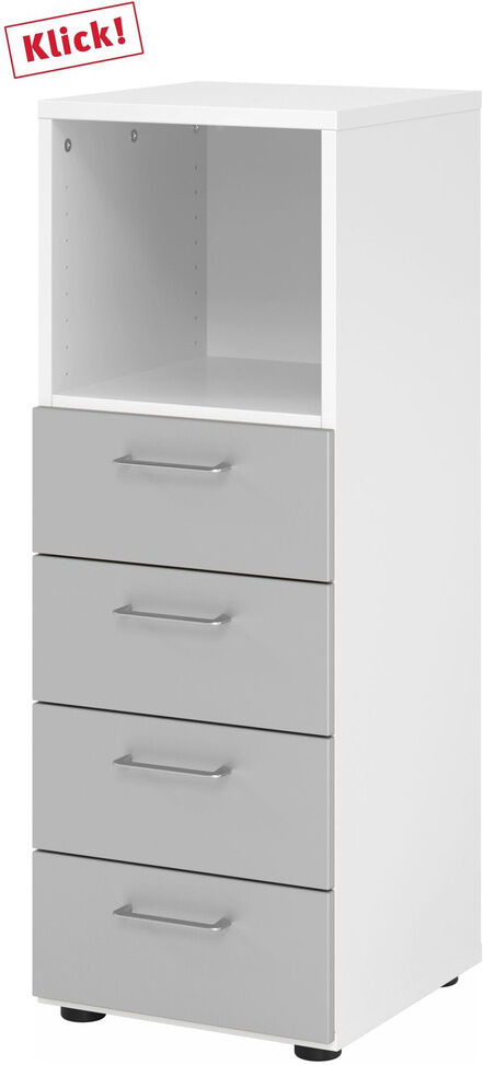 hjh OFFICE PRO BETA 9   Schrank mit 4 Schüben   3 OH - Weiß/Silber