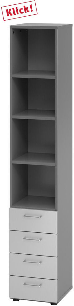 hjh OFFICE PRO BETA 9   Schrank mit 4 Schüben   6 OH - Graphit/Silber