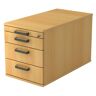 hjh OFFICE PRO SIGNA TC30 SG - Rollcontainer Buche Holz mit 3 Schüben Streifengriff Kunststoff