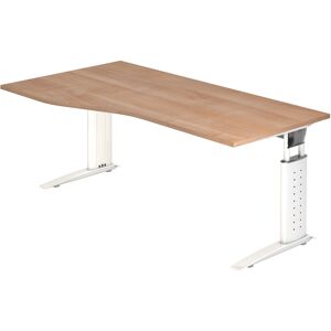 hjh OFFICE PRO UNDA 18 W   Schreibtisch - 180 x 100 höhenverstellbar Nussbaum/Weiß