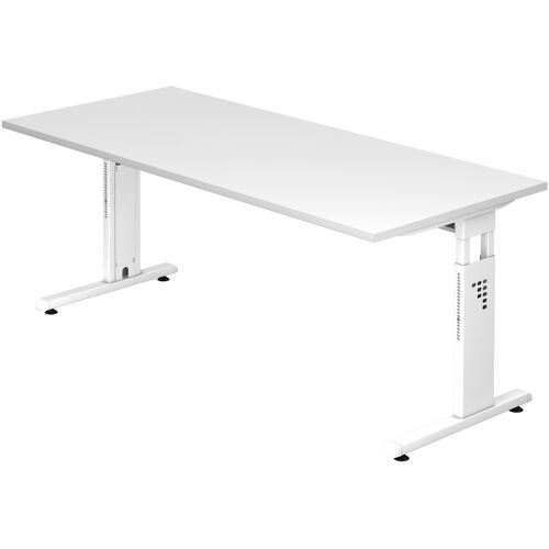 hjh OFFICE PRO MEGA 19 W - 180 x 80 höhenverstellbar Weiß/Weiß