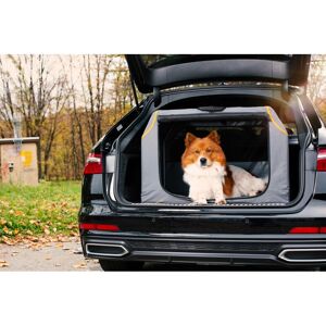 Knuffelwuff faltbare Hundebox Auto Transportbox Alverstone mit Aluminiumgestell für den Kofferraum L