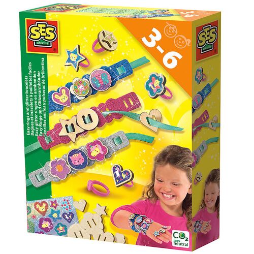 SES Creative Kreatives Spielset - Glitzer-Armbänder und Ringe - SES Creative - One Size - Kreatives Spielset