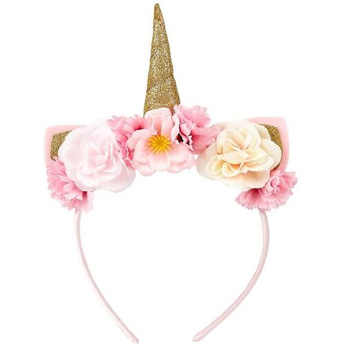 Souza Kostüm – Haarreifen m. Blumen – Einhorn – Rosa/Gold – One Size – Souza Haarschmuck