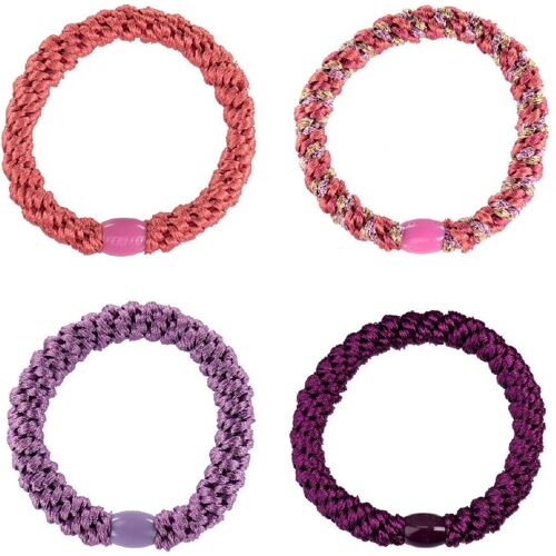 Kknekki Haargummis – 4er-Pack – Lila/Pink – One Size – Kknekki Haarschmuck