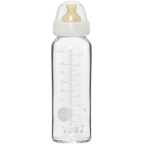 Hevea Babyflasche - 240 ml - Glas/Naturgummi - Weiß - Hevea - One Size - Babyflaschen