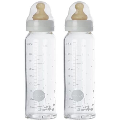 Hevea Babyflasche - 240 ml - 2er-Pack - Weiß/Glas - One Size - Hevea Babyflaschen