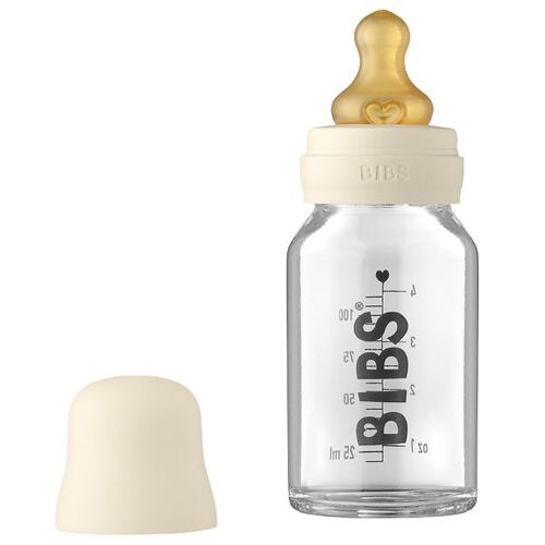 Bibs Babyflasche - Glas - Slow Flow - 110 ml - Naturgummi - Ivor - Bibs - One Size - Babyflaschen