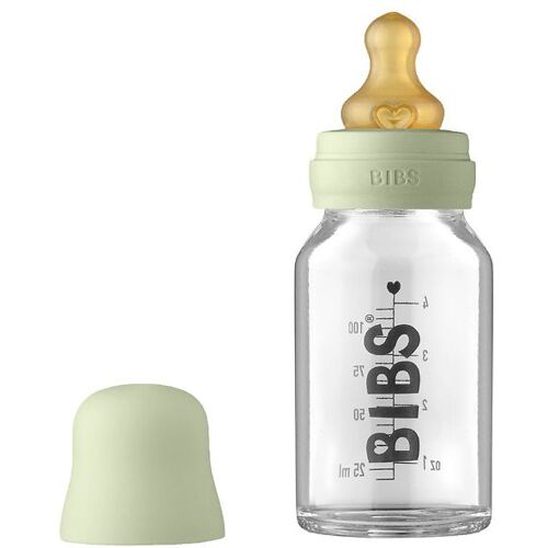 Bibs Babyflasche - Glas - Slow Flow - 110 ml - Naturgummi - Sage - Bibs - One Size - Babyflaschen