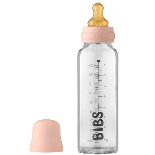 Bibs Babyflasche - Glas - Slow Flow - 225 ml - Naturgummi - Blus - One Size - Bibs Babyflaschen
