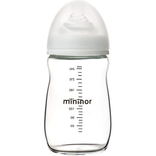 Mininor Babyflasche - Glas - 240 ml - Weiß - One Size - Mininor Babyflaschen