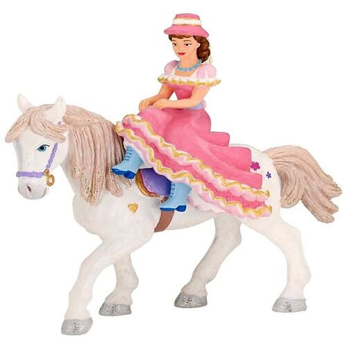 Papo Hest m. Reitende Dame - H: 14 cm - Papo - One Size - Spielzeugfiguren