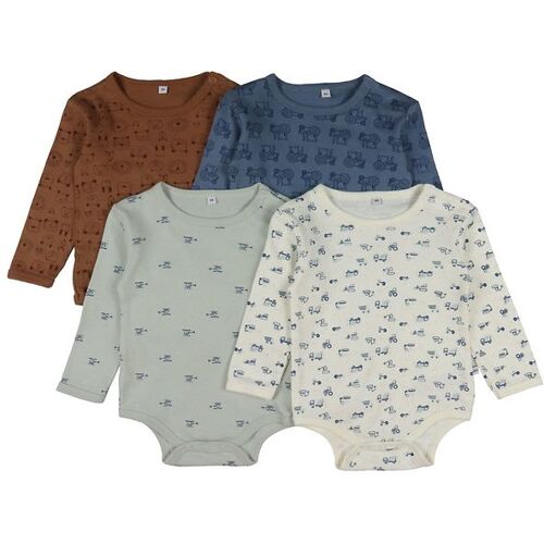 Pippi Baby Bodies l/ä - 4er-Pack - Blue Mirage - Pippi Baby - 62 - Body L/Ä