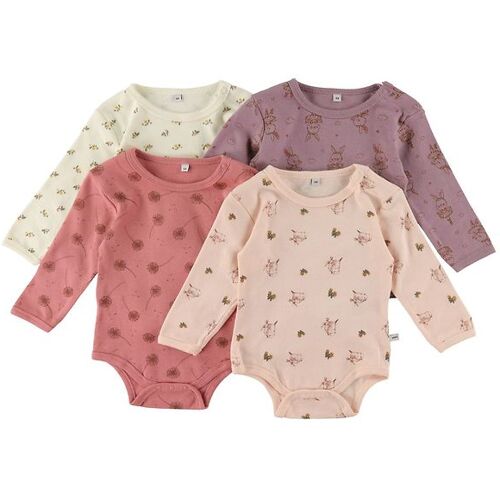 Pippi Bodys l/ä - 4er-Pack - Dusty Rose - Pippi Baby - 68 - Body L/Ä