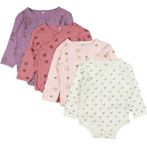 Pippi Body l/ä - 4er-Pack - Dusty Rose - Pippi Baby - 74 - Body L/Ä