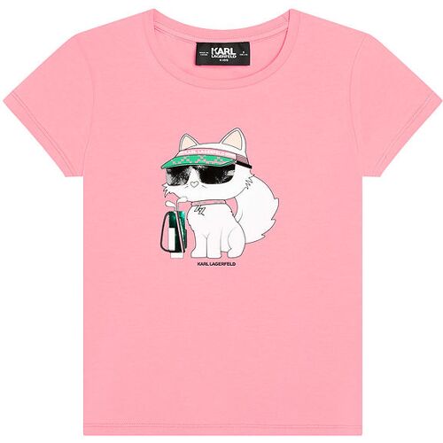 Karl Lagerfeld T-Shirt - Pink m. Kat - Karl Lagerfeld - 10 Jahre (140) - T-Shirts