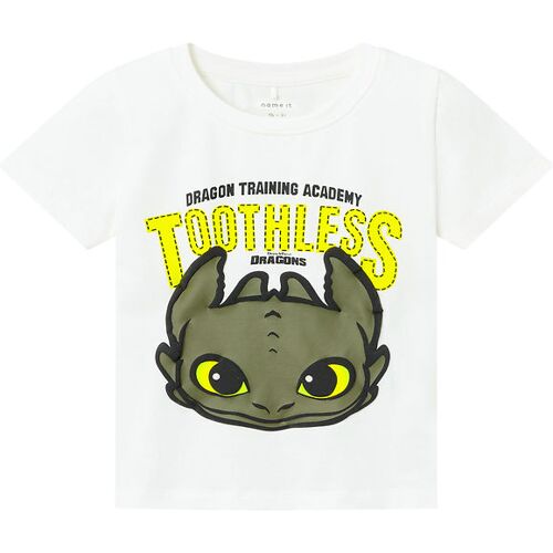 Name It T-Shirt - NmmApron Dragons - Bright White m. Ohnezahn - 5 Jahre (110) - Name It T-Shirts