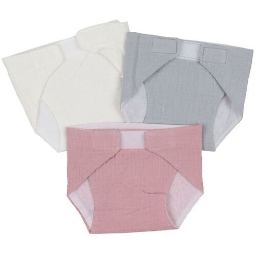 MaMaMeMo Puppenwindeln - 3er-Pack - Weiß/Grau/Rosa - MaMaMeMo - One Size - Puppenkleidung