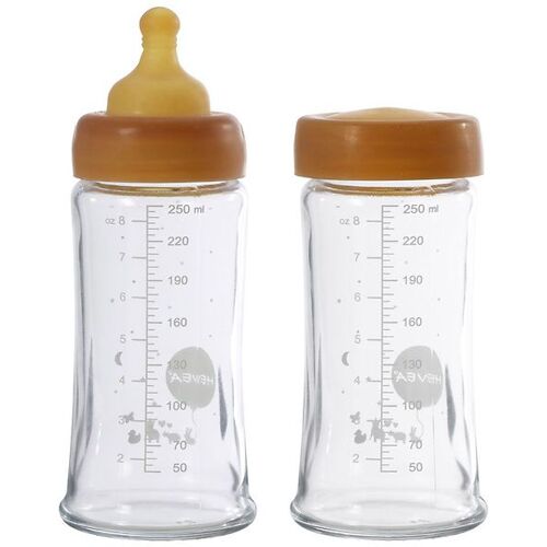 Hevea Babyflaschen - 2er-Pack - Glas & Naturgummi - 250 ml - One Size - Hevea Babyflaschen