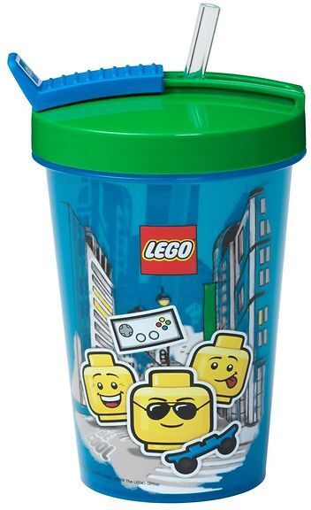 Storage Trinkflasche m. Strohhalm - 500 ml - Iconic Boy - - LEGO® Storage - One Size - Trinkflaschen