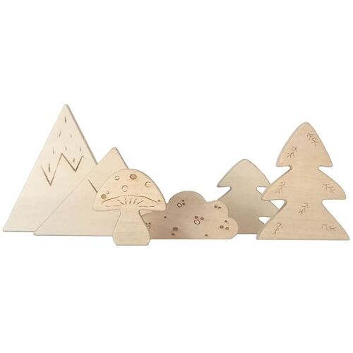 Loullou Figuren - 12 cm - Holz - Wald - Loullou - One Size - Spielzeugfiguren