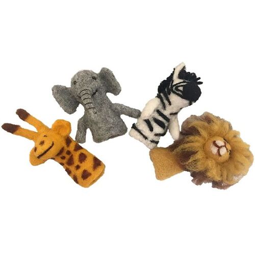 Papoose Fingerspitzen - 4er-Pack - Filz - Afrikanische Tier - Papoose - One Size - Spielzeug