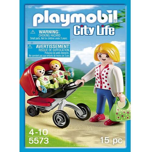 City Life - Mutter mit Zwillingskinderwagen - 5573 - 1 - Playmobil - One Size - Spielzeug