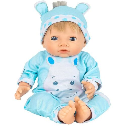 Tiny Treasures Puppe m. Blondes Haar - Hippo-Outfit - Tiny Treasures - One Size - Puppen