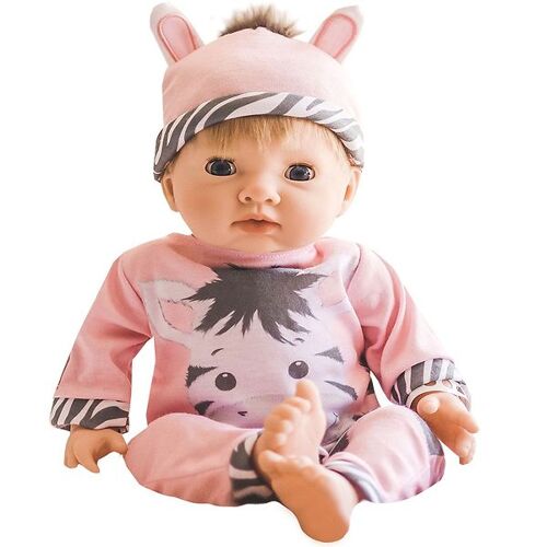 Tiny Treasures Puppe m. Blondes Haar - Zebra-Outfit - Tiny Treasures - One Size - Puppen