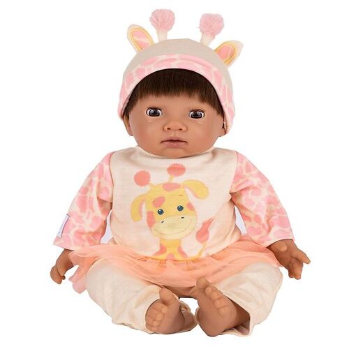Tiny Treasures Puppe m. Dunkles Haar - Giraffe Outfit - Tiny Treasures - One Size - Puppen