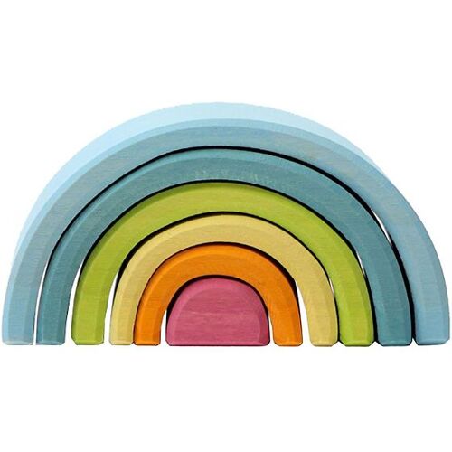 Grimms Holzspielzeug - Regenbogen - Klein - 6 Teile - Pastel - One Size - Grimms Spielzeug