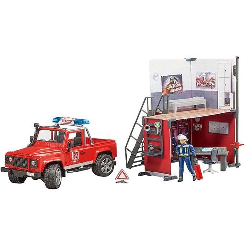 Bruder Spielset - bworld - Feuerwache m. Land Rover Defender und - Bruder - One Size - Spielzeug