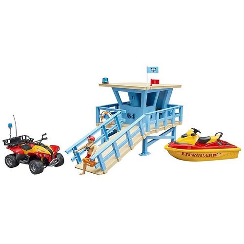 Bruder Spielset - bworld - Rettungsschwimmerstation m. Fahrzeuge - Bruder - One Size - Spielzeug