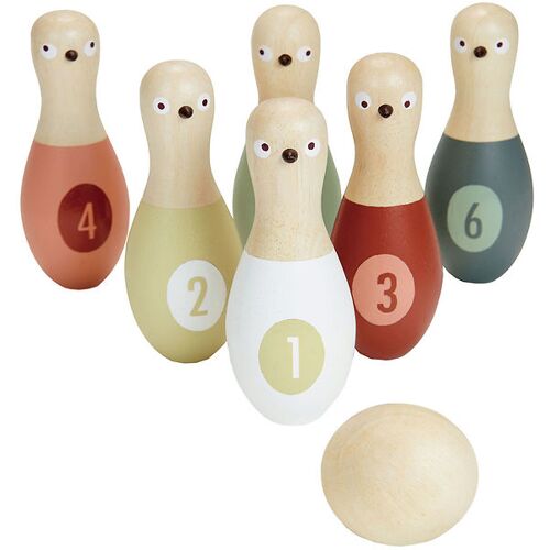 Tender Leaf Bowling-Set - Holz - 8 Teile - Tender Leaf - One Size - Spielzeug