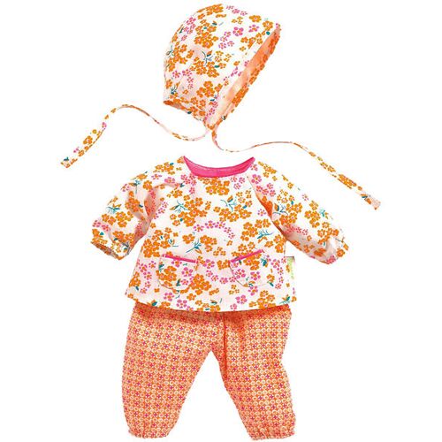 Djeco Puppenkleidung - Hanako - Weiß/Pink/Orange - One Size - Djeco Puppenkleidung