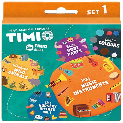 TIMIO Disc-Set 1 – Kinderlieder, Wilde Tiere, Instrumente, Farbe – One Size – TIMIO Spielzeug