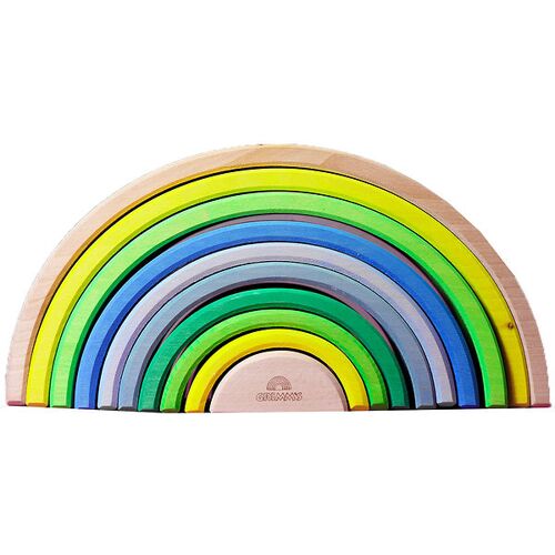 Grimms Holzspielzeug - Regenbogen - 10 Teile - Neongrün - Grimms - One Size - Spielzeug