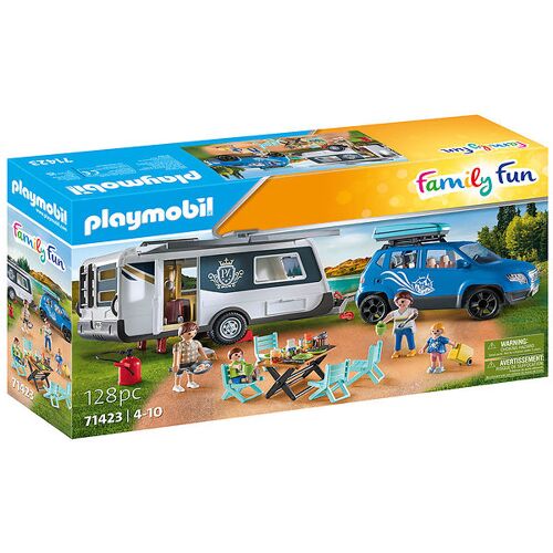 Family Fun - Wohnwagen mit Auto - 71423 - 128 Teile - Playmobil - One Size - Spielzeug