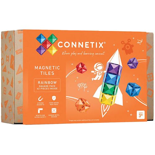 Connetix Magnetset - 42 Teile - Rainbow Quadratisch - Connetix - One Size - Magnetspielzeug